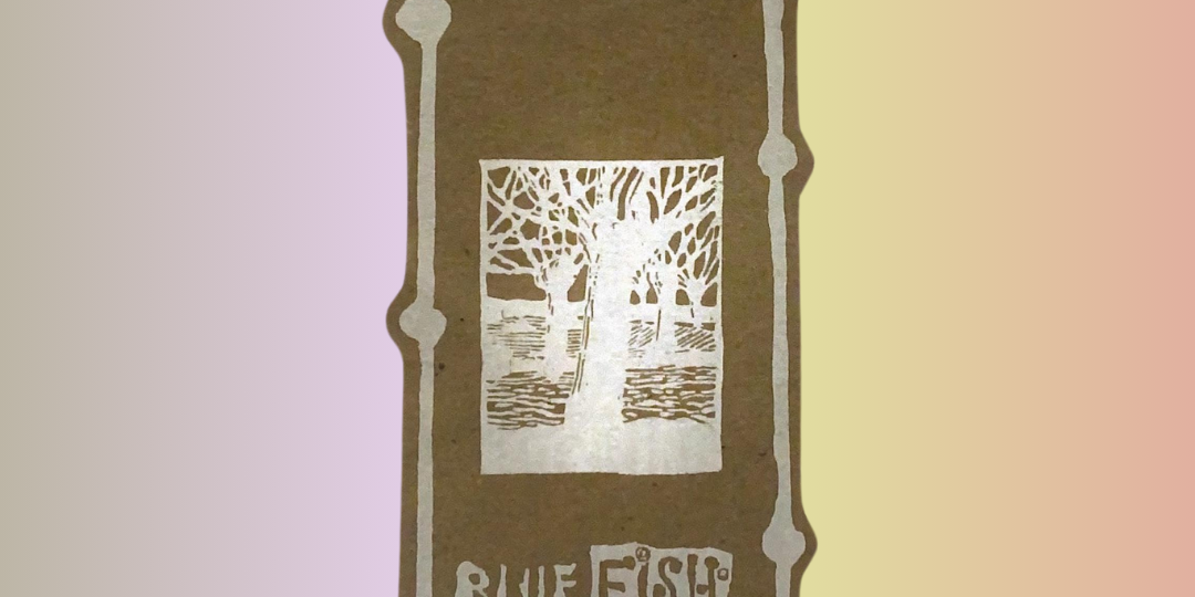 A Blue Fish Hang tag in brown with a silver forest tree in the night and varying length borders invites shoppers to view unique vintage pieces from Blue Fish Clothing. Rediscover or explore this legendary, magical clothing line today!