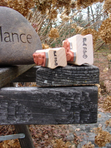 1997 New Rubber Stamps Beach Theme One Size: Two wooden block stamps with blue fish designs, ideal for customizing stationery or decorating wrapping paper.