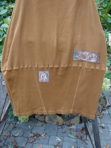 Barclay Patched Thermal Parlor Skirt Floral Copper Size 0 features distinctive patchwork and intricate stitching, showcasing a unique reverse bell shape and elastic waist, embodying vintage Blue Fish style.