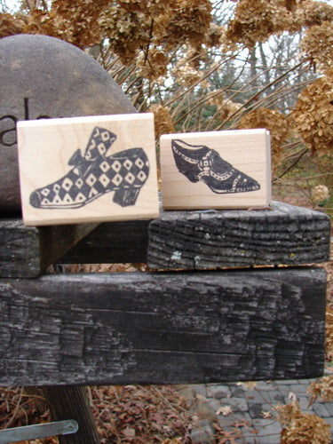 1997 New Rubber Stamps Uptown Gal Theme: Two wooden blocks with unused rubber stamps featuring blue fish designs, perfect for creative projects like customizing stationery or decorating wrapping paper.