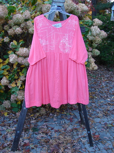 Barclay NWT Textured Terrarium Dress Contour Travel Geranium Size 2 displayed on a rack, showcasing its three-quarter length sleeves and A-line design.