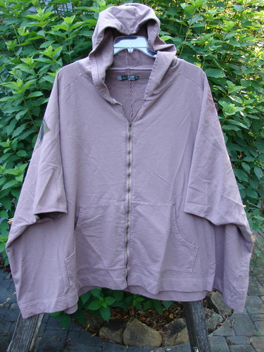 Barclay Hooded Postcard Zipper Jacket Vest features a generous hood, dolman shoulders, and a unique rear Roman wings theme, showcasing BlueFishFinder's dedication to vintage, creative women's outerwear.