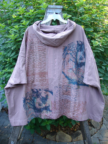 Barclay Hooded Postcard Zipper Jacket Vest Rear Roman Wings Vintage Rose OSFA features a cozy hood, full zipper, and sweeping hemline, embodying BlueFishFinder's unique vintage and creative style.