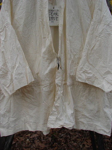 Magnolia Pearl NWT Cotton Poplin Wabi Kimono Natural OSFA, features an open front with sectional panels and a boxy shape, ideal for layering with other vintage-inspired Blue Fish pieces.