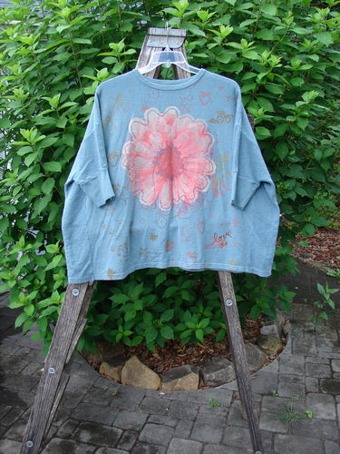 Barclay Hemp Cotton Banded Sleeve Colors Sweatshirt features a single bloom design, emphasizing its wide, boxy shape and rounded neckline, showcasing Bluefishfinder.com's ethos of creative, individualized vintage fashion.