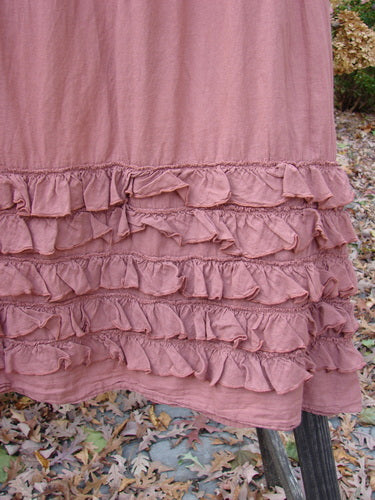Close-up of Barclay NWT Voile Foldover Five Ruffle Skirt showing detailed ruffled hemline and full cotton waist panel.
