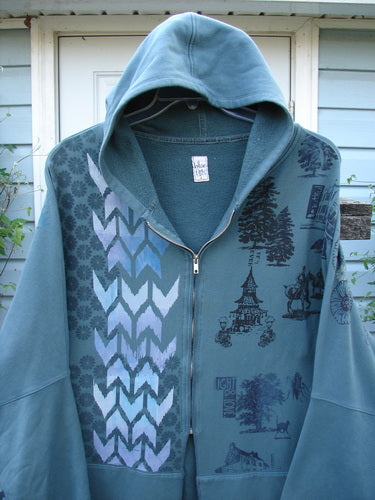 Barclay Fleece Hooded Zip Pocket Jacket Equestrian Light Love Mirror Size 3, featuring a cozy hood, half-zip front, kangaroo pockets, and equestrian theme design, perfect for expressing individuality through vintage style.