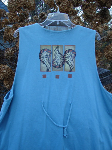 1997 Elements Dock Straight Duo Shells Atlantis Size 2 features a blue vest with a single button closure, high vented sides, and drawcord back, paired with a matching straight skirt.