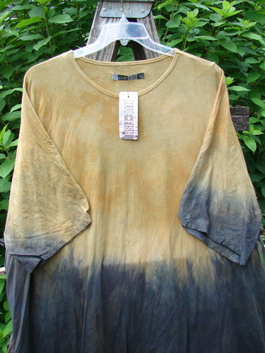 Barclay NWT Art Tee Unpainted Sun Field & Night OSFA displayed on a swinger, highlighting its tunic length, drop shoulders, and rounded neckline. Perfect condition, emphasizing BlueFishFinder's vintage, expressive fashion ethos.