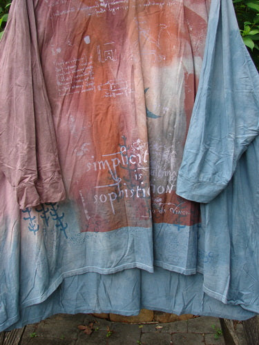 Barclay Art Tee Da Vinci Moon Mottled River OSFA features a loose fit with a rounded neckline, drop shoulders, and three-quarter sleeves, showcasing an artistic Da Vinci Moon theme.