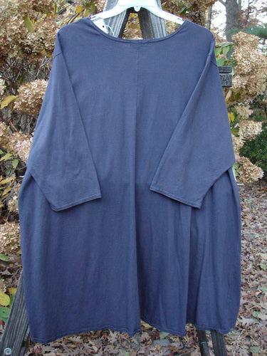 Barclay NWT Hi Low Pocket Tunic Top Unpainted Ink Size 2 displayed on a mannequin, showcasing a rounded neckline, varying hemline, sweeping A-line shape, and double lower front pockets.