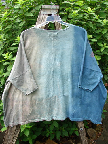 Barclay Dolman Curl Edge Square Pullover Play Dress Up Mottled Blue Day OSFA displayed on a hanger, showcasing its seamless, boxy design with curled arm edges and drop shoulders.