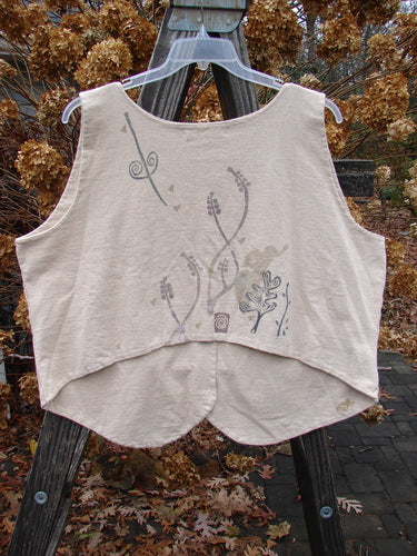 1995 Folk Vest with sun star theme design on flaxen organic cotton. Size 2.