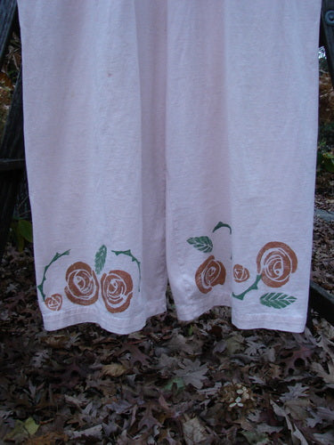 1992 Pant Overall Jumper Rose Sea Shell OSFA features vintage-inspired, wide swingy lowers with a pleated waistline and painted rose motifs, showcasing Bluefishfinder.com's unique, expressive style.
