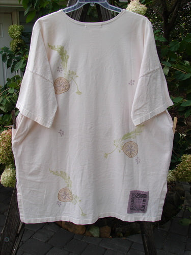 1997 PMU Patched Island Beach Jacket Alligator Powder OSFA with floral design, oversized textured buttons, sea life theme paint, and signature Blue Fish patch, showcasing unique, vintage Blue Fish style.