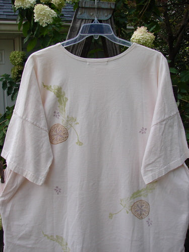 1997 PMU Patched Island Beach Jacket Alligator Powder OSFA: Organic cotton jacket with floral design, oversized textured buttons, sea life-themed paint, alligator patches, and a signature Blue Fish patch.