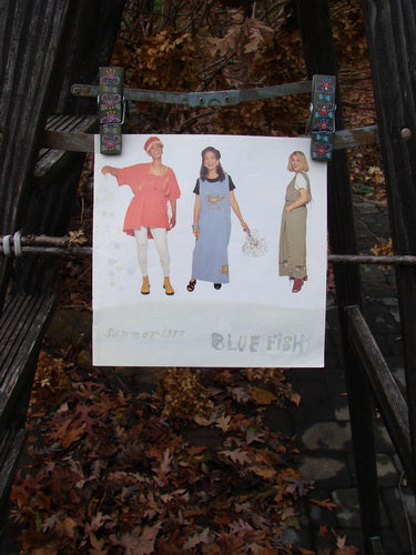 1997 Summer Catalog The Sea Inside One Size, featuring various women in vintage Blue Fish clothing, line drawings, and themed art. Perfect for identifying collection pieces or reminiscing about past releases.
