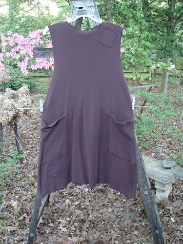 Barclay Thermal Patched 2 Pocket Jumper Unpainted Murple Altered Size 1, featuring dippy drop side pockets, curly edgings, and a shallow V-neckline, showcasing a unique A-line silhouette.