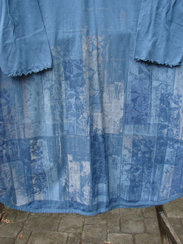 Barclay NWT Natalia Round Bottom Tunic in City Floral Echo Blue, featuring a close-up of the intricate textile pattern, emphasizing the brand's commitment to unique, expressive vintage-style fashion.