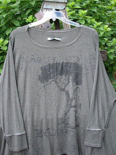 Barclay NWT Rayon Spandex Mariposa Square Top 1923 Tree Grey OSFA displayed on a hanger, featuring a tree design, exemplifies the unique, expressive style celebrated by Bluefishfinder.com.