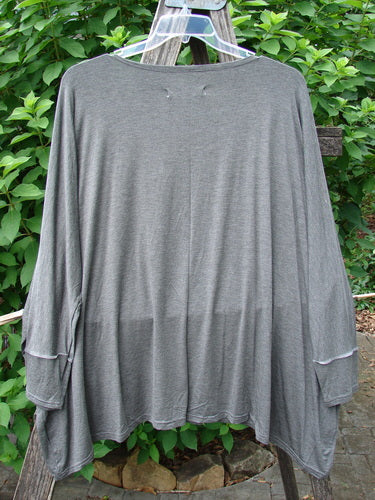 Barclay NWT Rayon Spandex Mariposa Square Top 1923 Tree Grey OSFA displayed on a swinger, showcasing its elegant drape and relaxed fit, embodying BlueFishFinder's commitment to unique, vintage-inspired fashion.