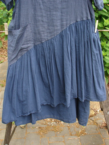 Barclay Cross Over Two Tier Angle Dress Fern Flower Unpainted Navy Size 0, showcasing a layered prairie-inspired design with an oversized side pocket and laced hemline, embodying Bluefishfinder's vintage aesthetic.
