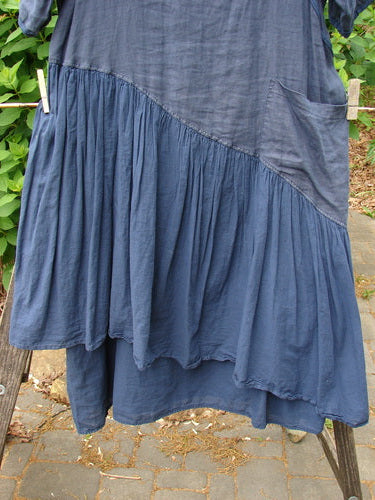 Barclay Cross Over Two Tier Angle Dress Fern Flower Unpainted Navy Size 0, showcasing a layered prairie-inspired design with an oversized side pocket and laced hemline, embodying Bluefishfinder's vintage aesthetic.