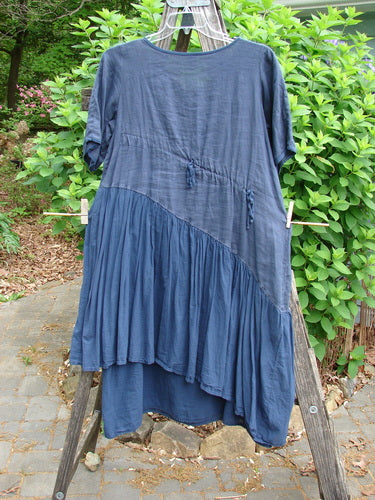 Barclay Cross Over Two Tier Angle Dress Fern Flower Unpainted Navy Size 0, showcasing layered design with a batiste main layer, flounced outer, oversized side pocket, and laced hemline.