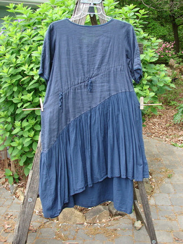Barclay Cross Over Two Tier Angle Dress Fern Flower Unpainted Navy Size 0, showcasing layered design with a batiste main layer, flounced outer, oversized side pocket, and laced hemline.