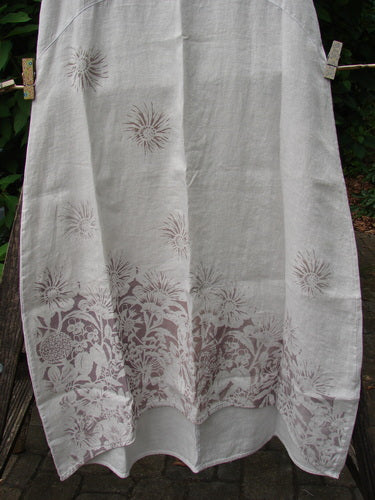 Barclay NWT Linen Sundress in Spin Floral Garden pattern, showcasing intricate textile design. A vintage piece from Bluefishfinder.com, embodying creative individuality for women of all sizes.
