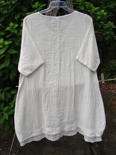 Barclay NWT Gauze Hi Low Batiste Flutter Dress in Unpainted Jasmine Dew, featuring a flowing, airy silhouette and delicate sleeves, hangs gracefully, epitomizing Bluefishfinder.com's vintage, creative fashion ethos.
