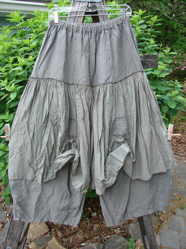 Barclay Linen Batiste Pant Skirt Unpainted Grey Green Size 0, featuring a billowy layered design with dual ties, cropped under pant, and elastic waist, embodying Bluefishfinder's creative vintage style.