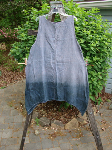 Barclay Linen Contrast Stitch Pocket Pinafore Unpainted Lilac Grey Size 0 features a scoop neckline, A-line shape, round bottom exterior pockets, and contrasting stitchery, embodying Bluefishfinder.com's vintage style.