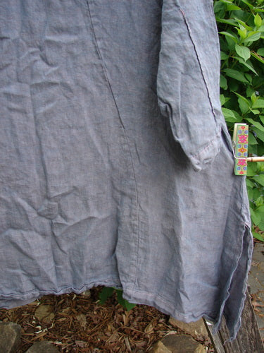 Barclay Contrast Stitch Springtime Top Unpainted Mottled Grey Lilac Size 0, featuring a flowy A-line shape, oval neckline, pinched sleeves, and contrasting stitchery, embodying Bluefishfinder.com's vintage, expressive style.