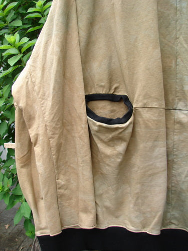 Barclay Cotton Lycra Open Rib Pocket Pullover Mottled Forest Sunset OSFA, showcasing its textured fabric and distinctive pocket detail, ideal for outdoor wear, reflecting Bluefishfinder.com's creative and vintage clothing ethos.