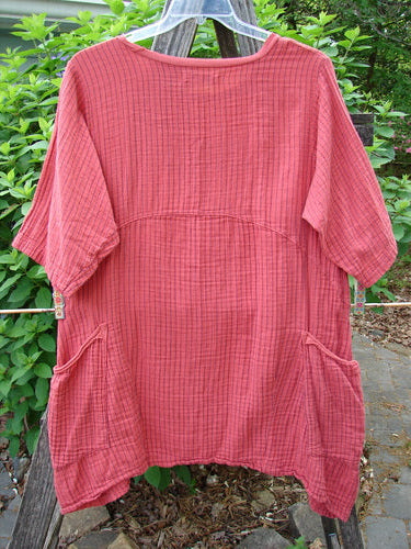 Barclay Gauze Two Pocket Urchin Dress Unpainted Geranium Stripe Size 0 features a flutter neckline, three-quarter sleeves, and unique drop pockets, embodying vintage style with its soft cotton gauze and A-line shape.