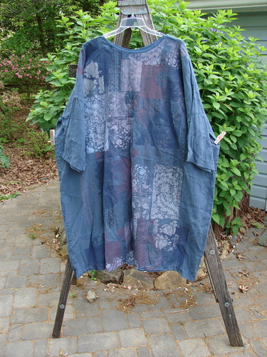 Barclay Linen Oversized Gallery Dress Victorian Echo OSFA features a rounded neckline, drop shoulders, and three-quarter dolman sleeves, showcasing a wide straight silhouette, all in medium-weight linen.