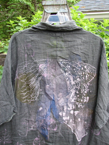 Barclay Linen Open Front Cheerful Cardigan Jacket Wings Black Size 0 features dolman sleeves, a rounded hemline, and an open front with detailed rear design, embodying Bluefishfinder.com's vintage charm.