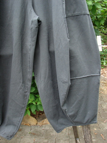 Barclay NWT Cotton Lycra Fold Over Forager Pocket Pant Unpainted Black Sand Size 0, featuring a close-up of its grey fabric and detailed craftsmanship, ideal for creative, individual expression through vintage-inspired outdoor attire.