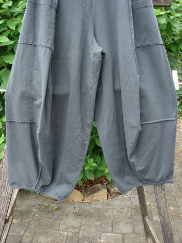 Barclay NWT Cotton Lycra Fold Over Forager Pocket Pant Unpainted Black Sand Size 0 displayed on a wooden rack, emphasizing its design and fit, reflecting BlueFishFinder's vintage clothing style.