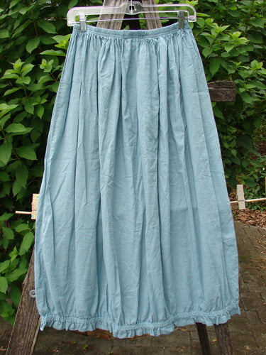 Barclay NWT Batiste Airy Gather Bottom Skirt Unpainted Turquoise Pinstripe Size 0 hanging on a clothesline, showcasing its delicate pinstripe pattern and flowing fabric, embodying vintage Blue Fish Clothing's creative freedom.