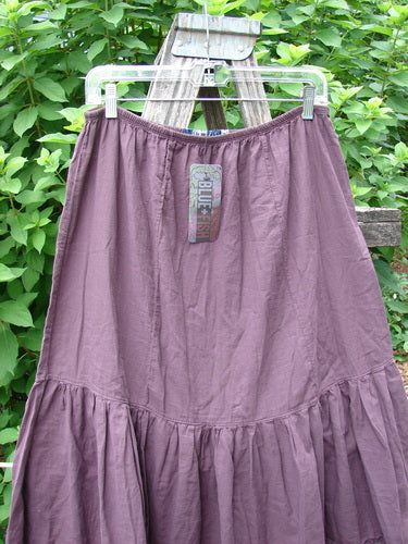 Barclay NWT Batiste Mid Layer Gather Ruffle Skirt Unpainted Fig Size 0 displayed on a rack, showcasing its elegant draped fabric and intricate pattern, embodying Bluefishfinder.com's vintage, expressive style.