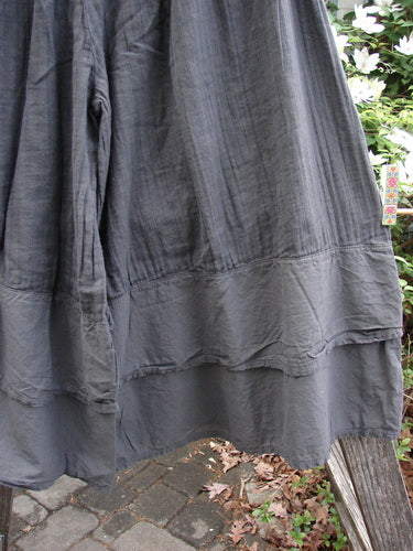 Barclay NWT Gauze Wide Leg Carassai Pant in Stripe Coal Carbon, featuring full elastic waist, unique stacked bottom flutters, and extra wide swingy lowers, perfect for a vintage-inspired summer look.