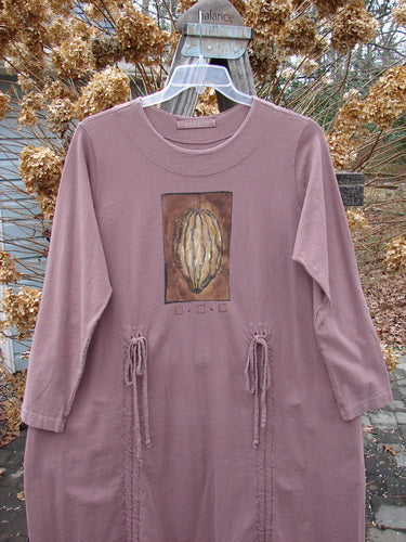1998 Cornucopia Dress Fall Vegetable Eggplant Size 1 featuring a vibrant vegetable theme and extra-long vertical draws, perfect for creating a unique Blue Fish expression. Organic cotton, perfect condition.