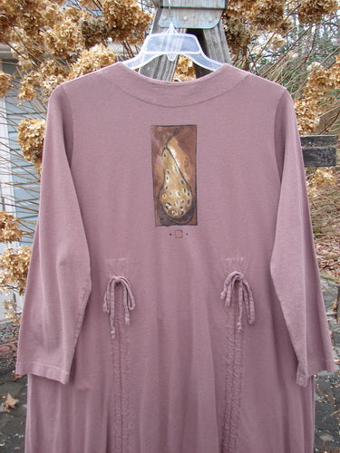 1998 Cornucopia Dress Fall Vegetable Eggplant Size 1, featuring a fall vegetable theme and extra-long front and rear vertical draws, showcased in perfect condition, made from organic cotton.