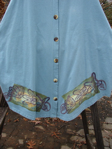 1994 Sleeveless Vest Starfish Ice Size 1 featuring a starfish and sea life design, shallow neckline, deep arm openings, vintage buttons, and a flared hem, perfect for expressing individuality.
