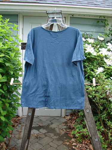 Barclay Fiona Straight Tee Ex Libris Window Pane Size 0, featuring a rounded neckline, wide short sleeves, and a generous straight shape, crafted from medium-weight organic cotton. Perfect for expressing individual style.