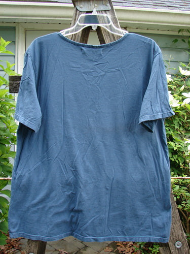 Barclay Fiona Straight Tee Ex Libris Window Pane Size 0 features a rounded neckline and shorter wide sleeves, offering a wide, straight shape made from medium-weight organic cotton, embodying Bluefishfinder's vintage-inspired style.