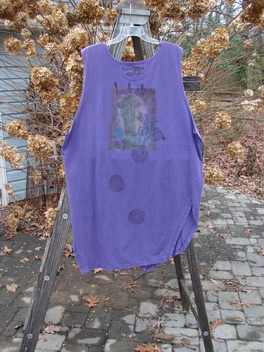 1994 Cricket Vest with Veggie Garden Theme Paint on Blueberry Cotton. Size 2.