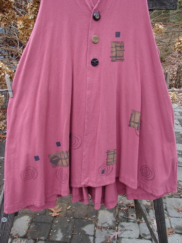 1997 Fresco Vest Structure Fascia OSFA: A mid-weight organic cotton vest featuring deep side pockets, oversized front buttons, adjustable lace, and a varying hemline with a wide, swingy A-line shape.